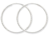 14 Karat White Gold Diamond Cut Large Hoop Earrings 30mm